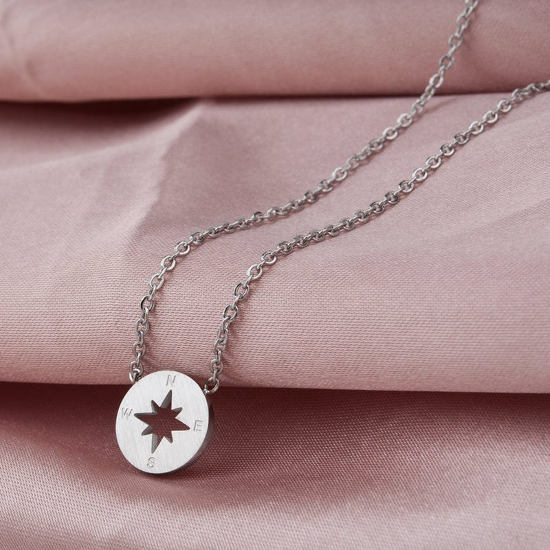 Disc compass Pendant necklace