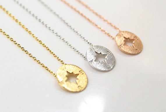 Disc compass Pendant necklace