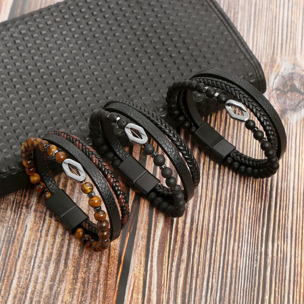 Natural Stone beads Stainless Steel Bracelet