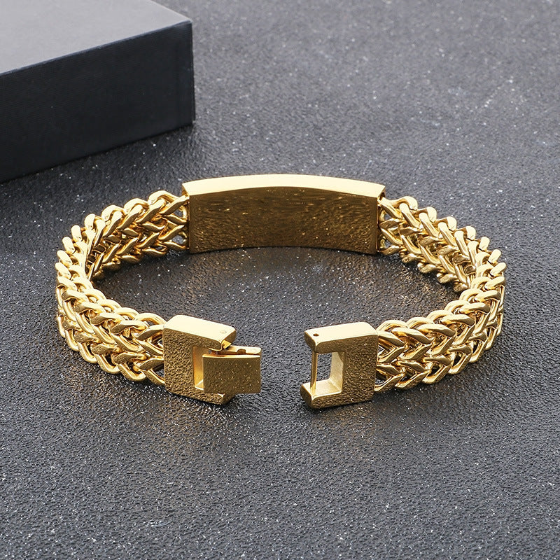 Men's Tigereye Curved Titanium Steel Bracelet