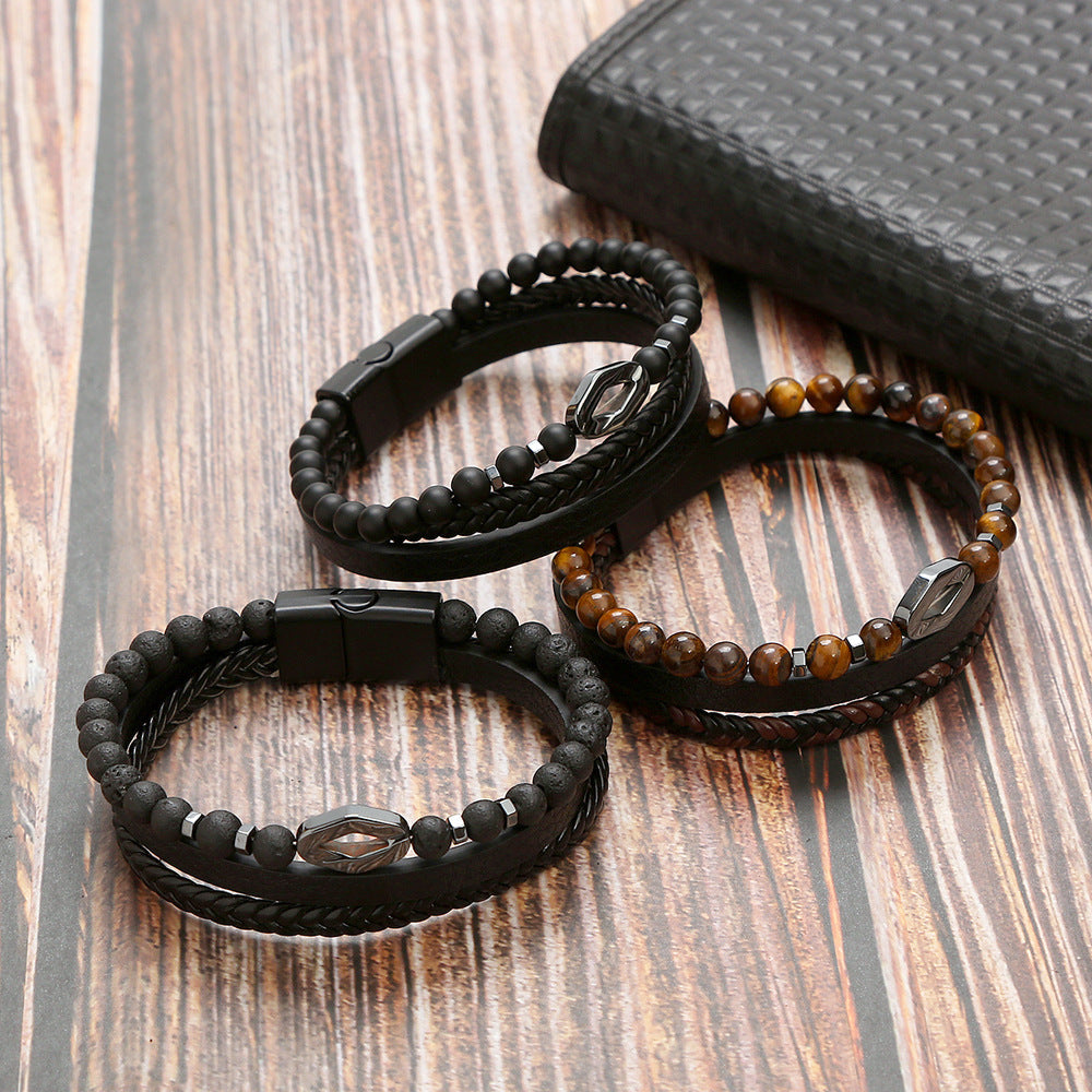 Natural Stone beads Stainless Steel Bracelet