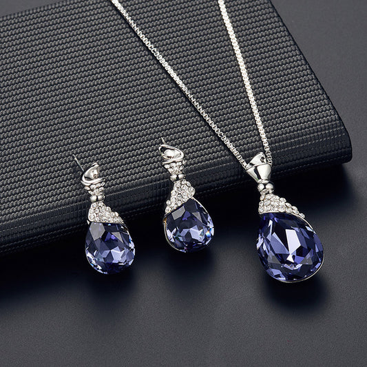 Necklace and Earrings  With Rhinestone Wedding Jewelry