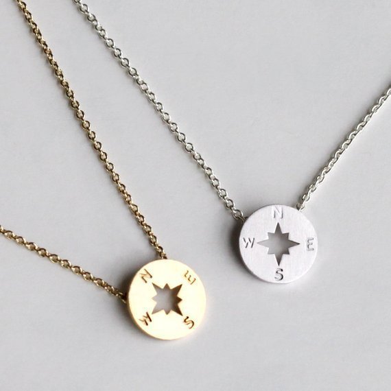 Disc compass Pendant necklace