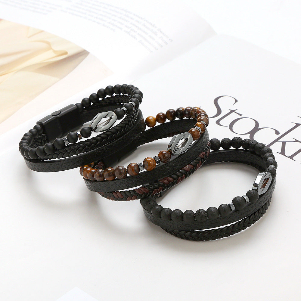 Natural Stone beads Stainless Steel Bracelet