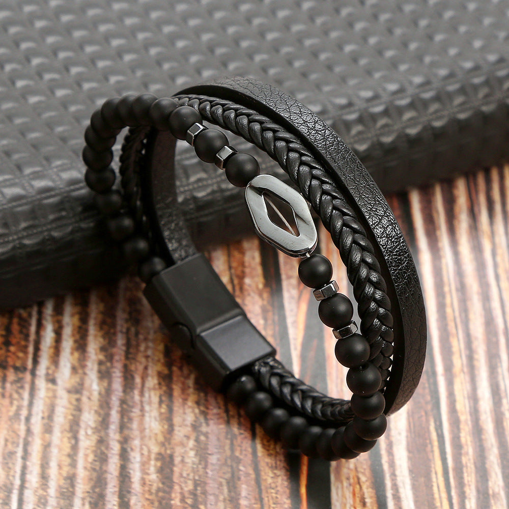Natural Stone beads Stainless Steel Bracelet