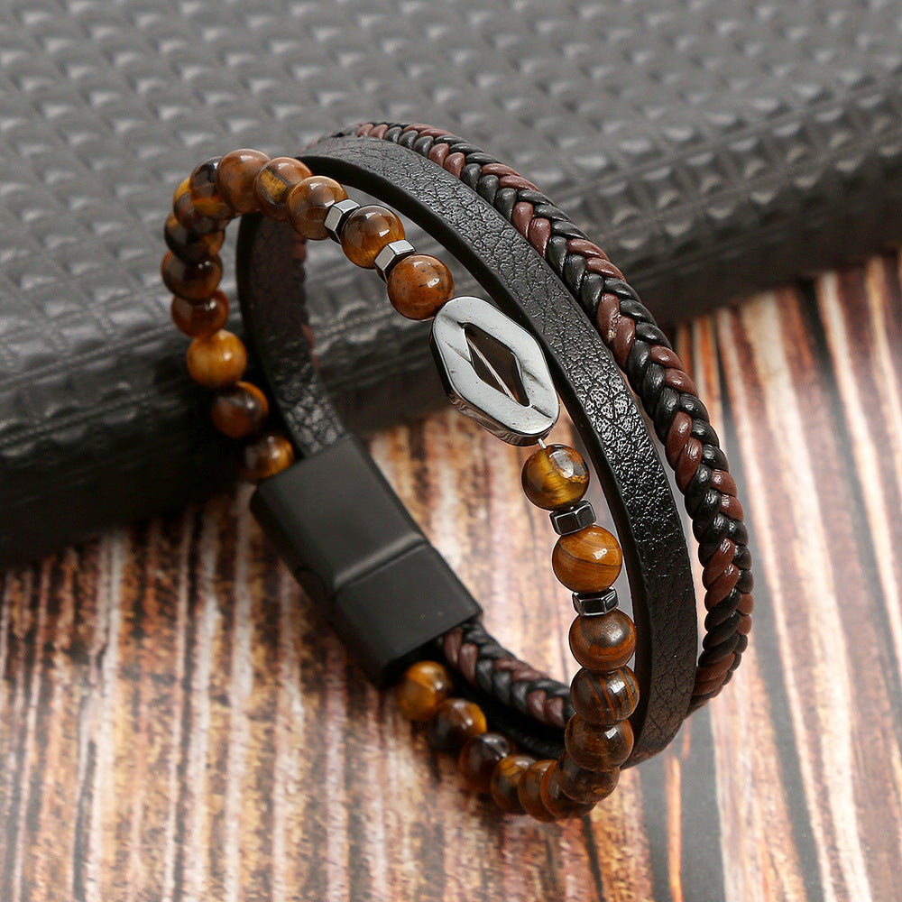 Natural Stone beads Stainless Steel Bracelet
